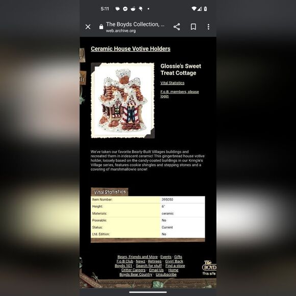 Boyds Collection 2002 the Twinkles Glossie's Sweet Treat Cottage Candle Holder - Picture 13 of 14